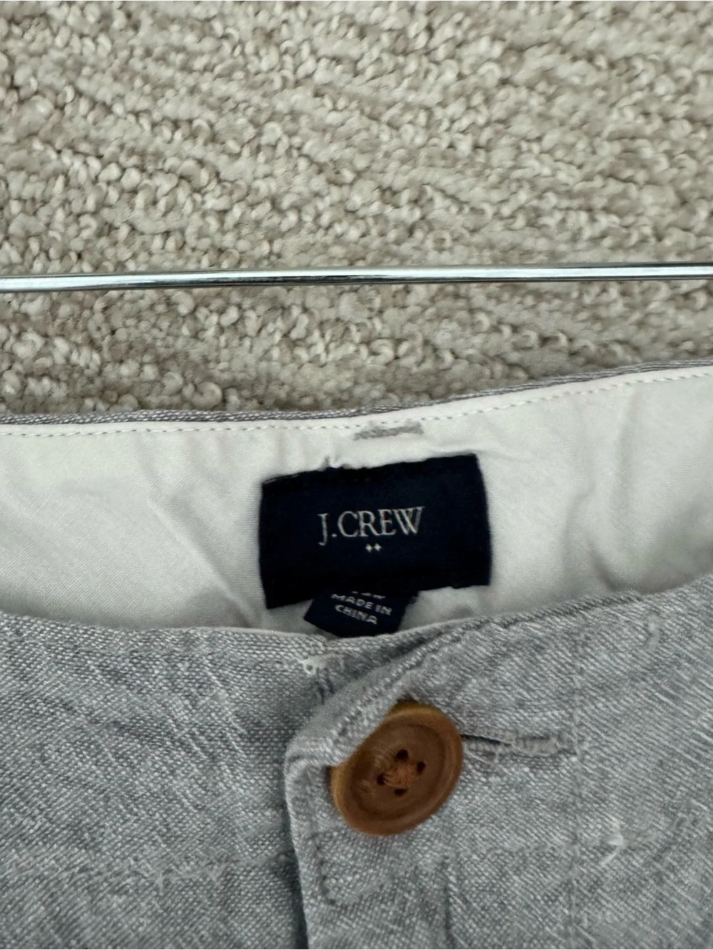 J.Crew Rivington Mens Flat Front Shorts Sz.34 /Gray Heather/Chino/linen Blend